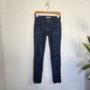 Levis 711 Skinny Jeans Dark Wash Square Pockets Stretchy Mid Rise Womens Size 24